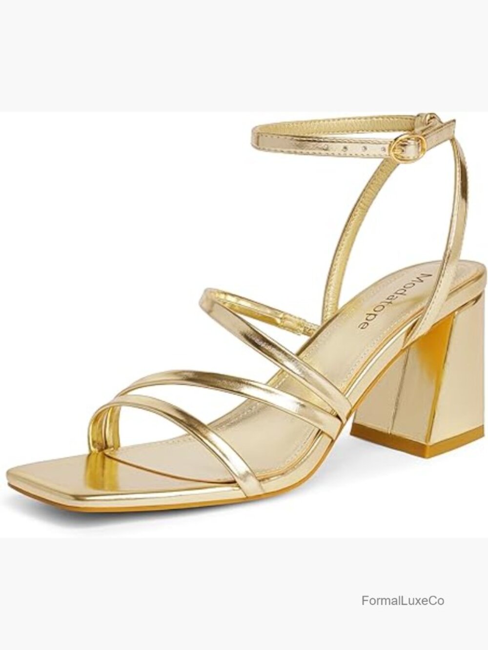 Strappy Chunky Block Heel Sandals Open Square Toe Ankle Strap Comfortable Heels
